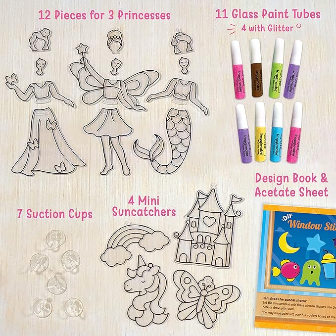 Imagimake Window Art Princess | Suncatcher Kit | Arts and Crafts for Kids Ages 8-12 | Girls Toys Age 6-8 | Unicorn Gifts for Girls Age 6-8 | 5 Year Old Girl Gift | 8 Year Old Girl Birthday Gift-BubblyBeeBaby
