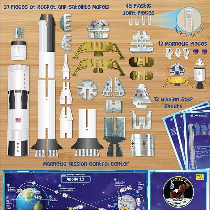 Imagimake Mapology Man's Journey to Moon | NASA Mission Apollo 11 | Rocket & Satellite Model Making Set | Space Toys for ages 8-13 | Educational Science Kits for Kids Age 8-12 | Gifts for Boys & Girls-BubblyBeeBaby
