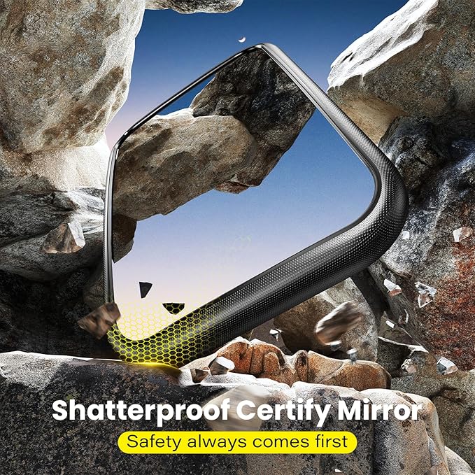 Fixed Headrest Car Mirror for Baby Rear Facing Fit Tesla Shatterproof Baby Mirror for Car Back Seat 360° Wide Clear View Never Shake Crash Tested Stable Velcro Strap Newborn Baby Essentials-BubblyBeeBaby