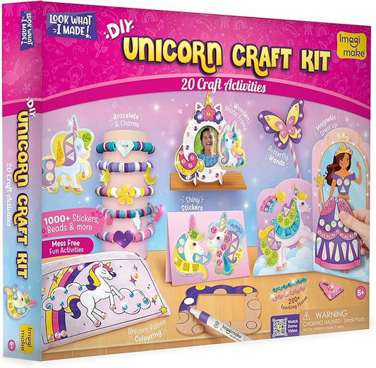 Imagimake Unicorn Craft Kit | 20+ Mess Free Activities | Bracelet Making Kit, Magnetic Board Princess Dress Up, Unicorn Stickers and More | 5,6,7,8 Year Old Girl Birthday Gift | Crafts for Girls 8-12-BubblyBeeBaby