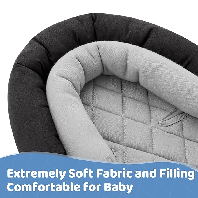 Pro Goleem Car Seat Head Support Infant, Soft Infant Car Seat Insert, 2 in 1 Carseat Head Support for Newborn, Perfect for Car Seat, Stroller, Swing, Bouncer, Gray and Black-BubblyBeeBaby