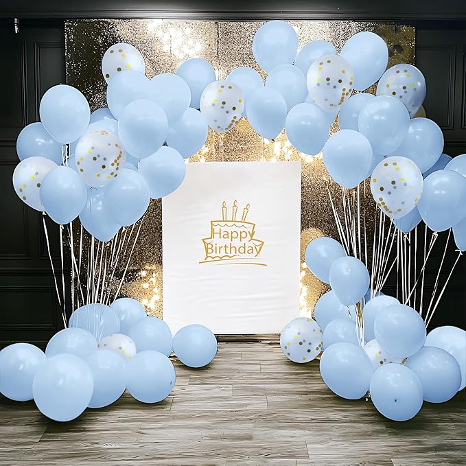 JOYIN 150 Pcs Pastel Blue Balloons, Different Sizes 18 12 10 5 Inch Pastel Blue Latex Balloon Arch Kit with Instruction for Birthday Party Graduation Wedding Holiday Decoration-BubblyBeeBaby