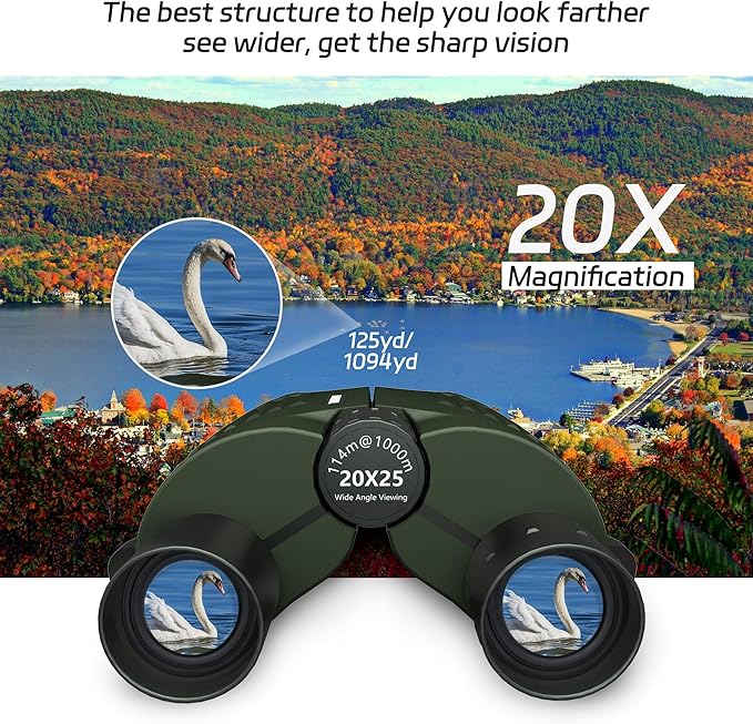 20X25 Small Binoculars for Adults and Kids, Large Eyepiece Binoculars for Bird Watching Easy Focus, Pocket High Powered Opera Glasses for Concert, Cruise Ship, Travel Must Have-BubblyBeeBaby