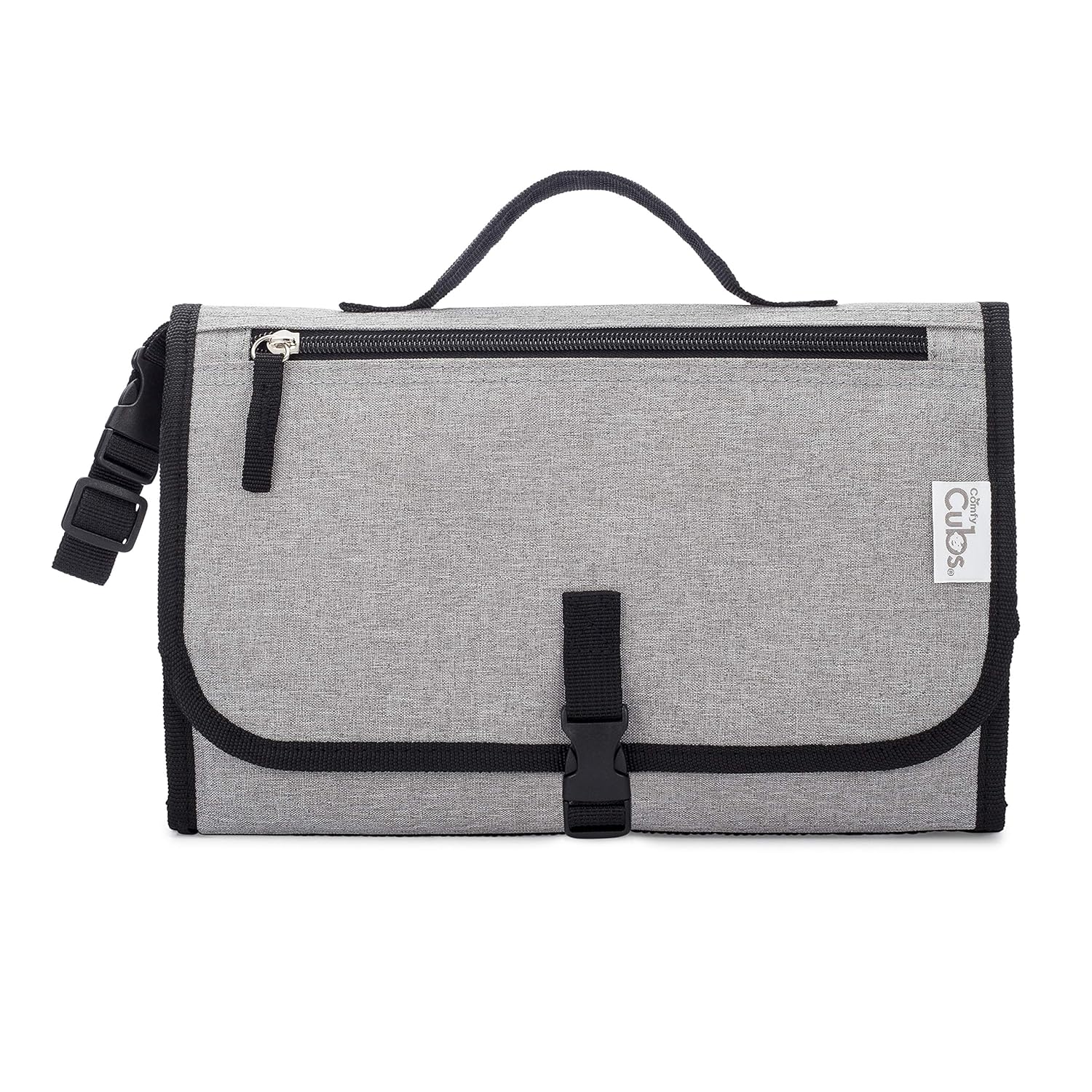 Comfy Cubs Baby Changing Pad Large Size - Waterproof Diaper Changing Mat with Cushioned Pillow - Soft & Lightweight, Foldable Design for Travel - Stylish Design for Boys and Girls - Solid Grey