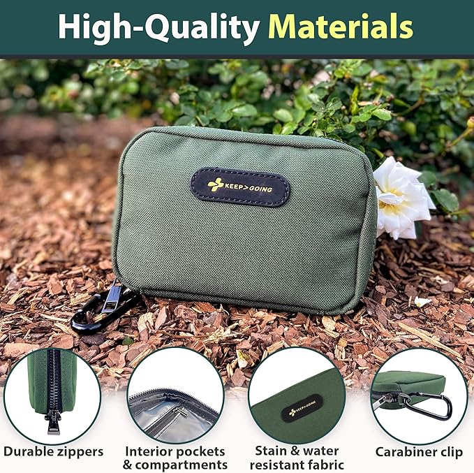 Keep Going Travel First Aid Kit for Kids – 130 Pc. for Car, Purse, Diaper Bag, Backpack, & Suitcase, with Latex-Free Bandages – 7 x 5 x 2 in. Travel First Aid Kit TSA-Approved-BubblyBeeBaby