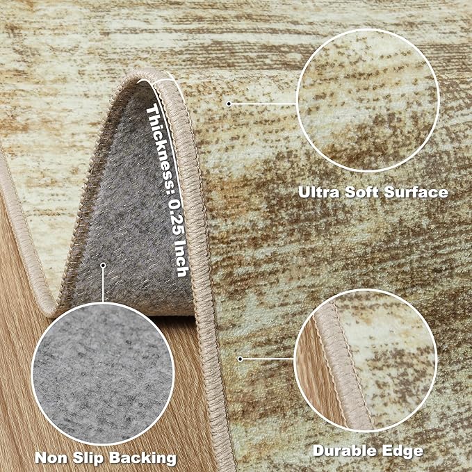 10x14 Area Rugs for Living Room: Soft Abstract Large Area Rug Non-Shedding Anti-Skid Stain Resistant Indoor Floor Modern Washable Rugs for Bedroom Dining Room Nursery Farmhouse Home Office-Brown-BubblyBeeBaby