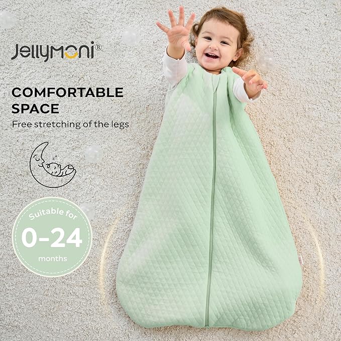 JELLYMONI Baby Sleep Sack TOG 2.5, 6-12 Months Winter Baby Wearable Blanket, 100% Cotton Infant Sleeping Sack 2-Way Zipper Warm Quilted Sleepsack-BubblyBeeBaby