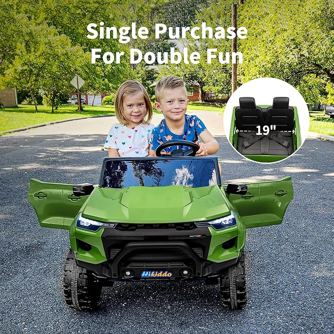 24V 10Ah Ride on Toy for Big Kids, 4WD 2 Seater Electric SUV Kids Car to Drive w/Remote Control, 4x200W Motors - Army Green-BubblyBeeBaby