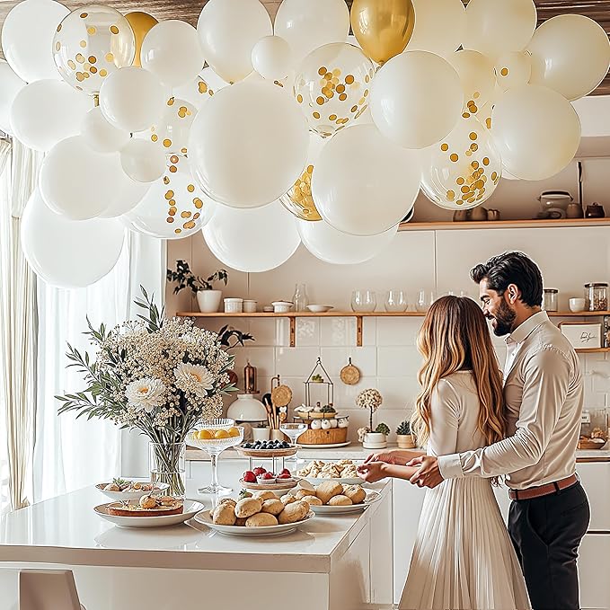 JOYIN 150 Pcs White Balloons, Different Sizes 18 12 10 5 Inch White Latex Balloon Arch Kit with Instruction for Birthday Decoration Party Graduation Wedding Holiday-BubblyBeeBaby