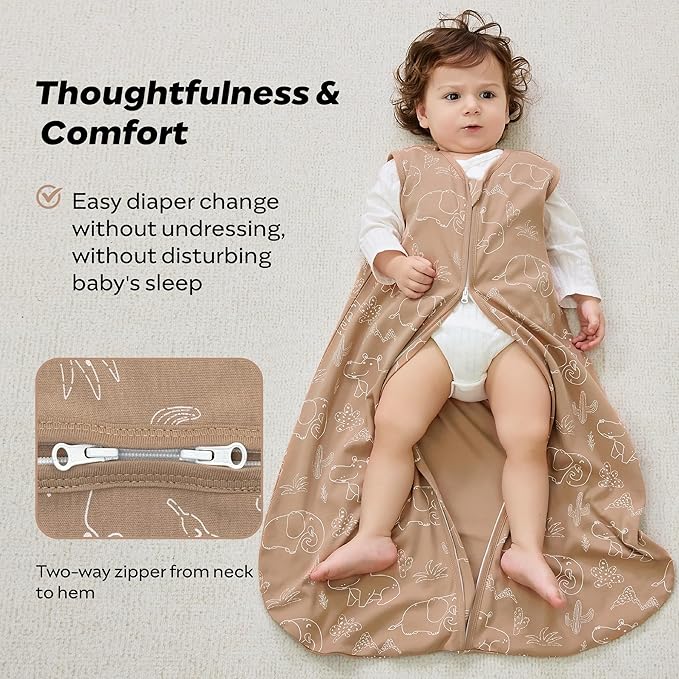 JELLYMONI Baby Sleep Sack 0-6 Months 0.5 Tog Wearable Blanket for Baby, 100% Cotton 3 Pack Infant Toddler Sleeping Sack Lightweight Soft 2-Way Zipper Sleepsack-BubblyBeeBaby