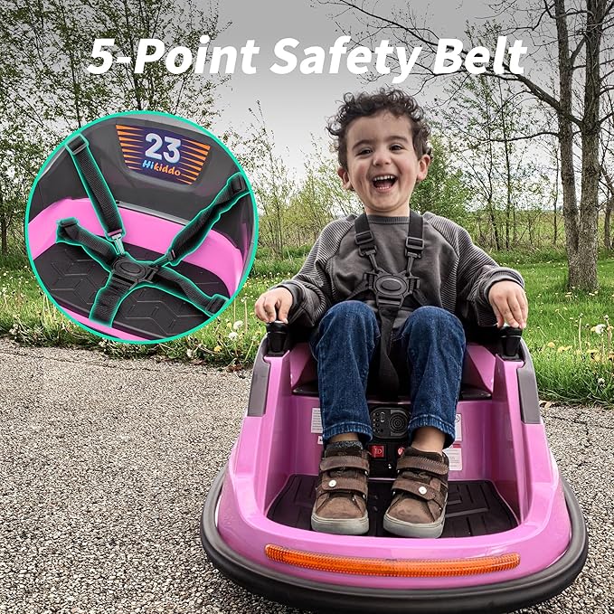 12V Kids Bumper Car, Electric Baby Bumper Car for Toddlers with Remote Control, 3 Speeds - Light Pink-BubblyBeeBaby