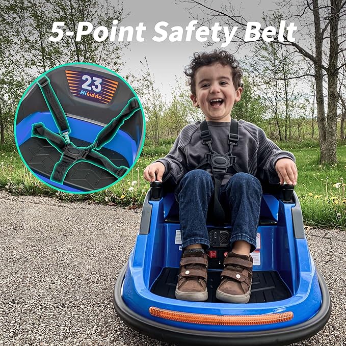 12V Kids Electric Bumper Car, Baby Bumper Car for Toddlers w/Remote Control, 360° Spinning - Blue-BubblyBeeBaby