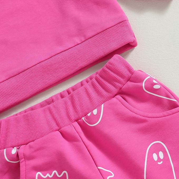 0-4T Toddler Boy Girl Halloween Outfit Fall Clothes Ghost Long Sleeve Sweatshirt Top Pants Baby Halloween Clothes-BubblyBeeBaby