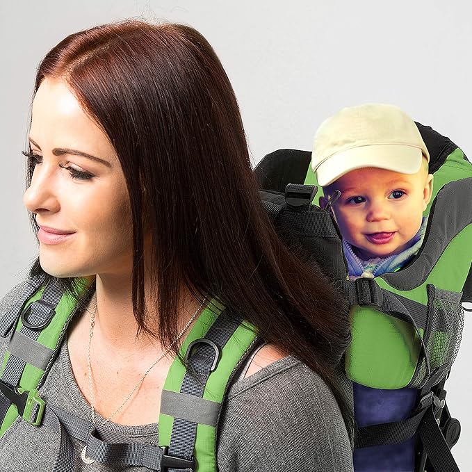 Hiking Baby Carrier Backpack - Comfortable Toddler/Baby Backpack Carrier System with Diaper Change Pad, Insulated Pocket + Rain and Sun Hood to Protect Your Child-BubblyBeeBaby
