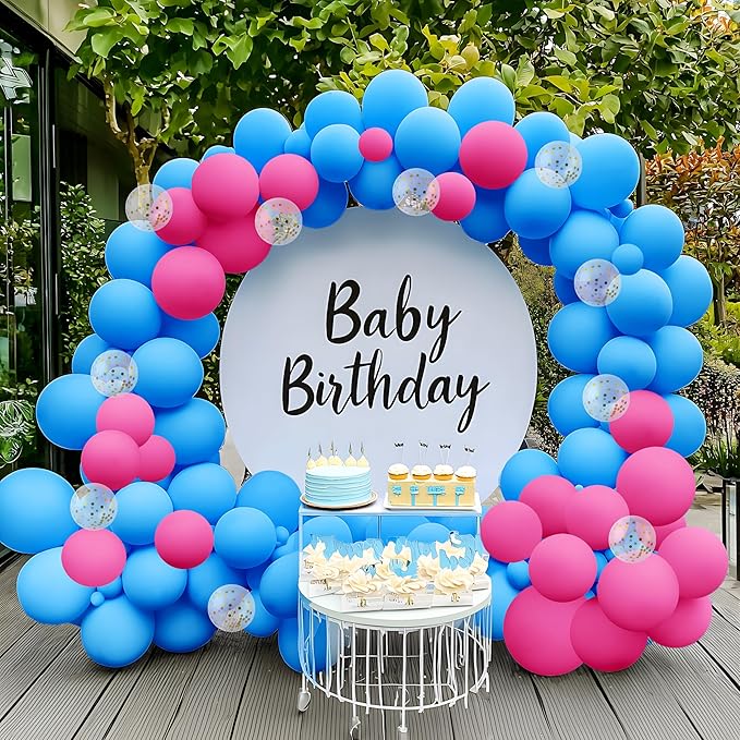 JOYIN 150 Pcs Light Blue Balloons, Different Sizes 18 12 10 5 Inch Light Blue Latex Balloon Arch Kit with Instruction for Birthday Party Graduation Wedding Holiday Decoration-BubblyBeeBaby