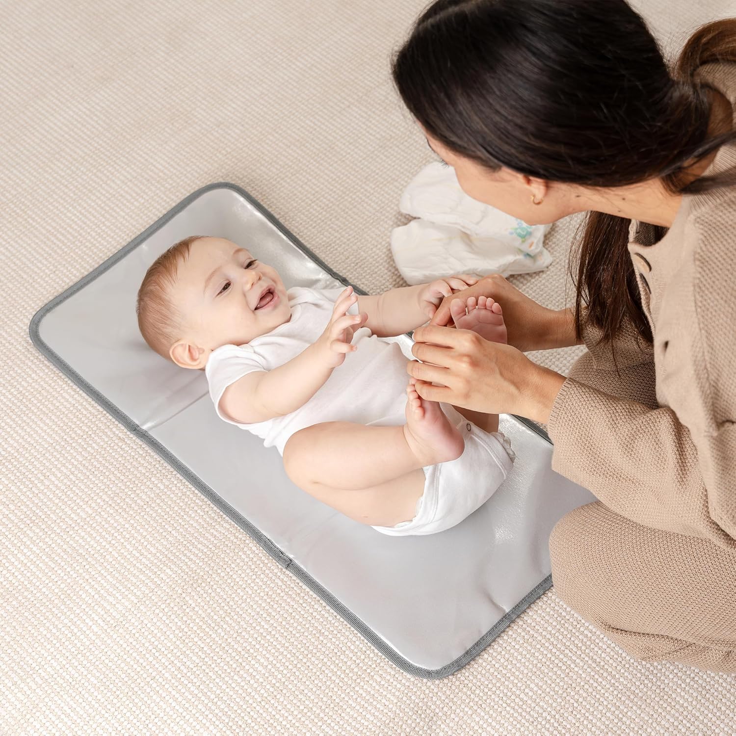 Comfy Cubs Baby Changing Pad Compact Size - Waterproof Diaper Changing Mat with Cushioned Pillow - Soft & Lightweight, Foldable Design for Travel - Stylish Design for Boys and Girls - Pink Blush