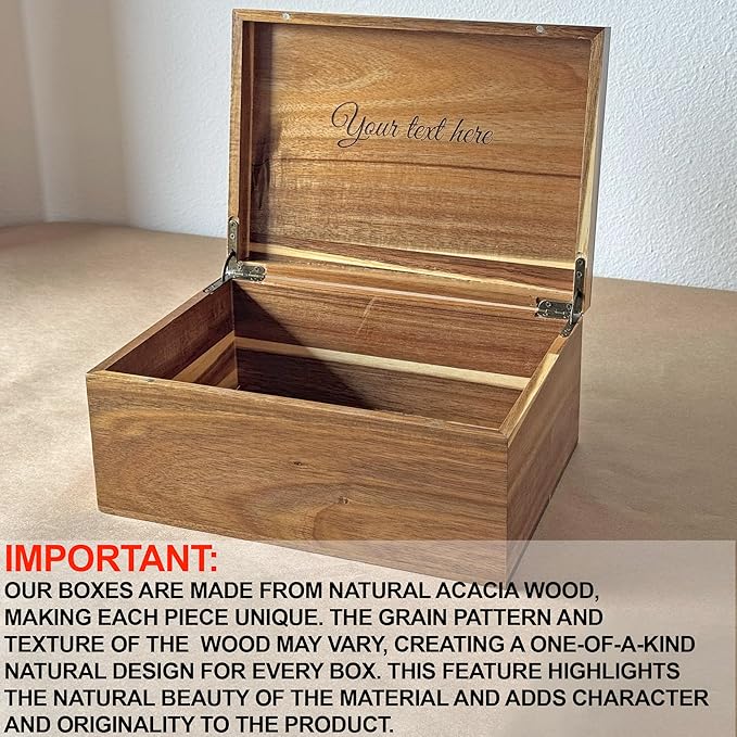 Keepsake Box for Couple - Engraved Memento Box w/ Couples Names, Anniversary Wedding Gift for Couple, Acacia Wood Love Chest, Time Capsule, Custom Heirloom Storage, Hidden Message, 11 x 8 x 4.75 in-BubblyBeeBaby