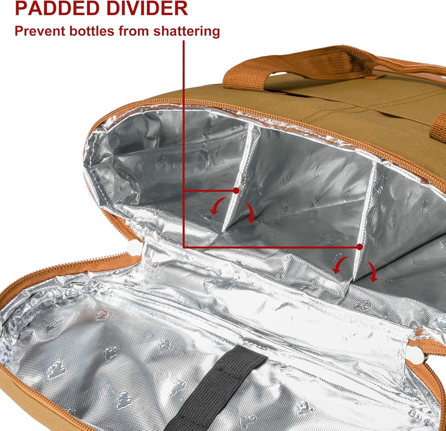 Tirrinia Insulated Wine Gift carrier - 3 Bottle Travel Padded Wine Carry Cooler Tote Bag with Handle and Adjustable Shoulder Strap, Khaki