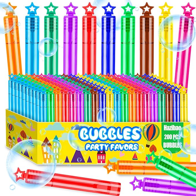 200 Pack Star Bubble Wands,Party Favors Supplies for Toddlers Kids’ Birthday, Summer Outdoor Celebrations,School Classroom Carnival Prize Giveaways,Bulk Gift Box as Goody Bags Stuffer-BubblyBeeBaby