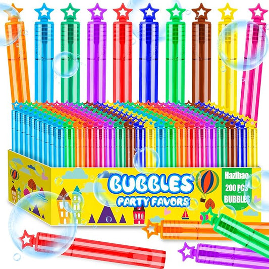 200 Pack Star Bubble Wands,Party Favors Supplies for Toddlers Kids’ Birthday, Summer Outdoor Celebrations,School Classroom Carnival Prize Giveaways,Bulk Gift Box as Goody Bags Stuffer-BubblyBeeBaby