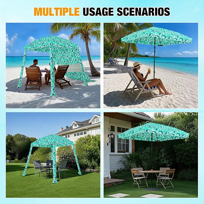 HOMEDEMO Beach Canopy UPF 50+, 6'×6', Easy Set up and Take Down Tent with Sand Pockets, Side Wall Shade Wind Waterproof for Kids, Family & Friends-BubblyBeeBaby