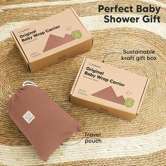 KeaBabies Baby Wrap Carrier - All in 1 Original Baby Carrier Newborn to Toddler Sling, Easy to Wear, Hands Free Bonding, Lightweight, Breathable Infant Wraps (Terracotta)-BubblyBeeBaby