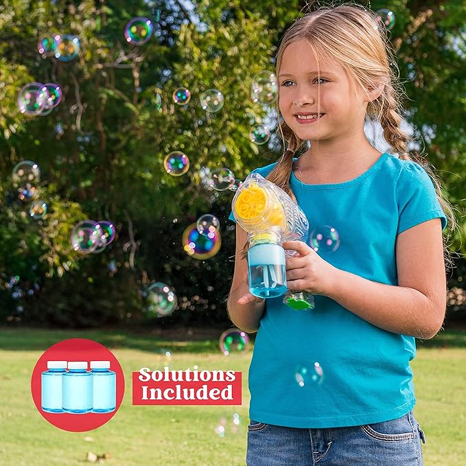 JOYIN 3 Packs Bubble Guns with 3 Solutions, Automatic Bubble Maker Blower Machine for Kids, Party Favors, Summer Toy, Birthday, Outdoor & Indoor Activity, Easter-BubblyBeeBaby