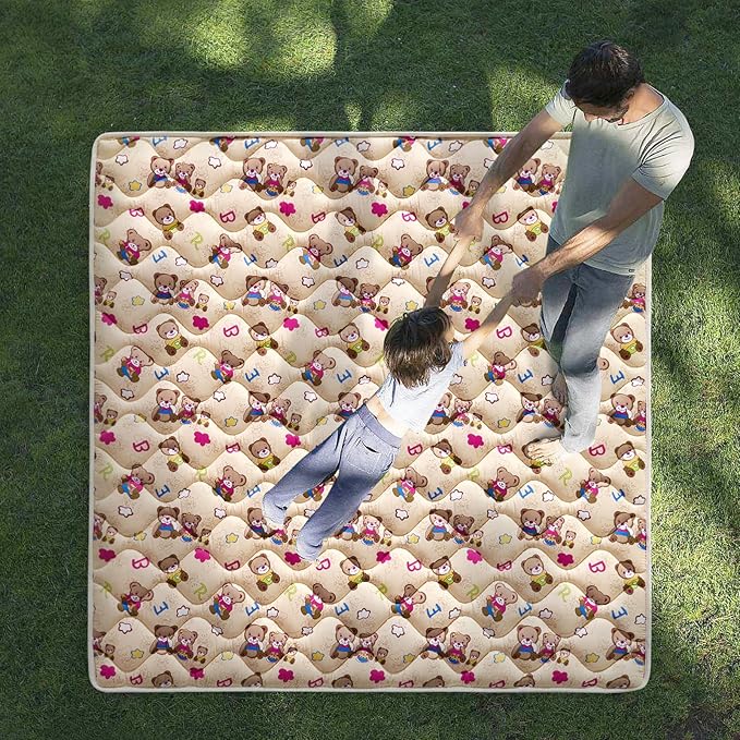 High-Density Foam Baby Play Mat, 36x36 Inches Thicken One-Piece Comfortable and Soft Playmat, Non Slip Machine Washable Floor Mat for Infants, Tapete para Bebes,Toddlers-BubblyBeeBaby