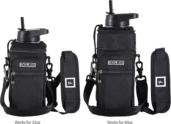 IRON °FLASK Carrier, Holder, Sleeve - Fits Insulated Stainless Steel Sports Water Bottle, Adjustable Shoulder Strap, Holder Bag Case Pouch Cover-BubblyBeeBaby
