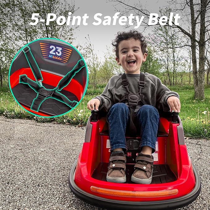 12V Kids Electric Bumper Car, Baby Bumper Car for Toddlers w/Remote Control, 360° Spinning - Red-BubblyBeeBaby