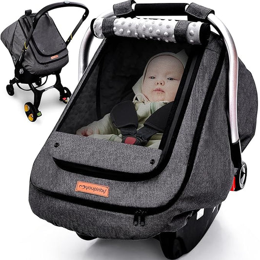 Waterproof Baby Stoller Bunting Bags Winter Carseat Canopies Cover to Protect Baby from Cold Wind, Super Warm Plush Fleece Baby Carrier Cover for Infant Boys Girls, Keeps Babies Warm and Cozy-BubblyBeeBaby