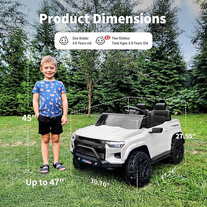 24V 10Ah Ride on Toy for Big Kids, 4WD 2 Seater Electric SUV Kids Car to Drive w/Remote Control, 4x200W Motors - White-BubblyBeeBaby
