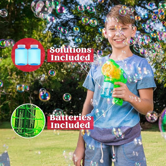JOYIN 2 Bubble Guns Blaster Kit with 2 Solution for Kids, Automatic Bubble Maker Blower Machine for Party Favors, Birthday, Outdoor & Indoor Activity, Summer Toy-BubblyBeeBaby