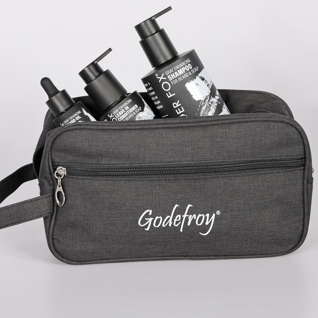 Godefroy Silver Fox Complete Men's Grooming Collection, Beard and Mustache Care Kit With Travel Bag, Gift For Men