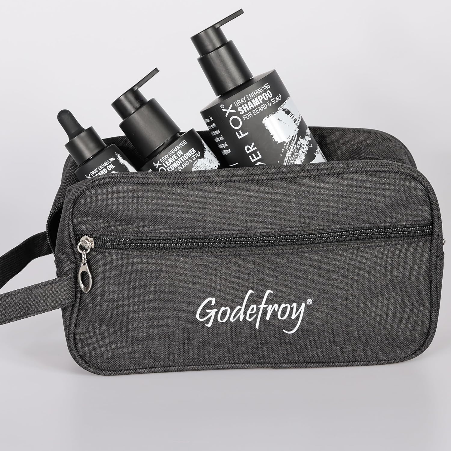 Godefroy Silver Fox Complete Men's Grooming Collection, Beard and Mustache Care Kit With Travel Bag, Gift For Men