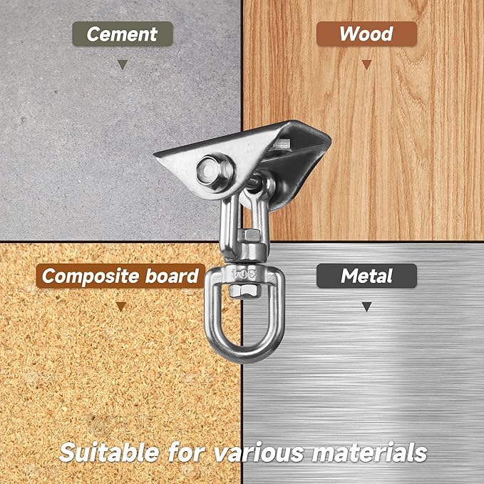 Heavy Duty Swing Hangers for Wooden Sets 2000 LB Capacity Hammock Hanger 360 Swivel Stainless Steel Swing Hardware Accessories 2 Packs for Porch Playground Yoga Heavy Bag-BubblyBeeBaby