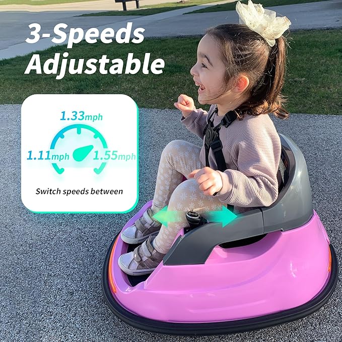 12V Kids Bumper Car, Electric Baby Bumper Car for Toddlers with Remote Control, 3 Speeds - Light Pink-BubblyBeeBaby