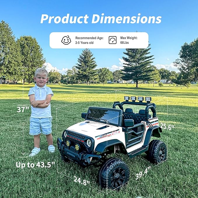 12V Kids Ride on Car Truck, Kids Electric Vehicles Car Ride on Toy for Toddlers 3-5 with Remote Control - White-BubblyBeeBaby