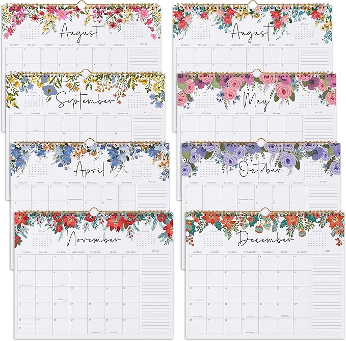 2025-2026 Calendar, Jokotha Wall Calendar 2025, Calendar Runs From Aug 2025 - Dec 2026, 15" x 12", Twin-Wire Binding, Hanging Hook, Floral Design-BubblyBeeBaby