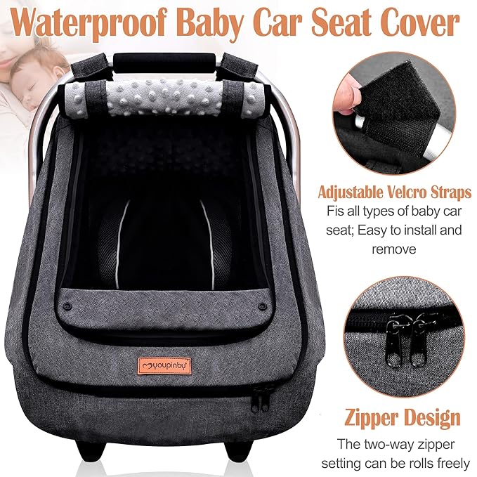 Waterproof Baby Stoller Bunting Bags Winter Carseat Canopies Cover to Protect Baby from Cold Wind, Super Warm Plush Fleece Baby Carrier Cover for Infant Boys Girls, Keeps Babies Warm and Cozy-BubblyBeeBaby