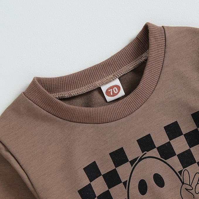 0-4T Toddler Boy Girl Halloween Outfit Fall Clothes Ghost Long Sleeve Sweatshirt Top Pants Baby Halloween Clothes-BubblyBeeBaby