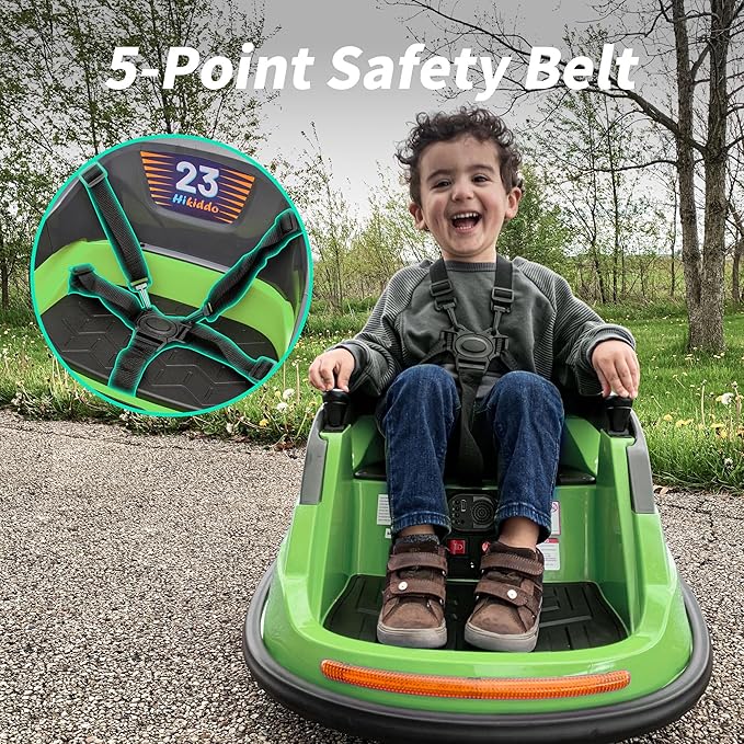 12V Kids Bumper Car, Electric Baby Bumper Car for Toddlers with Remote Control, 3 Speeds - Green-BubblyBeeBaby