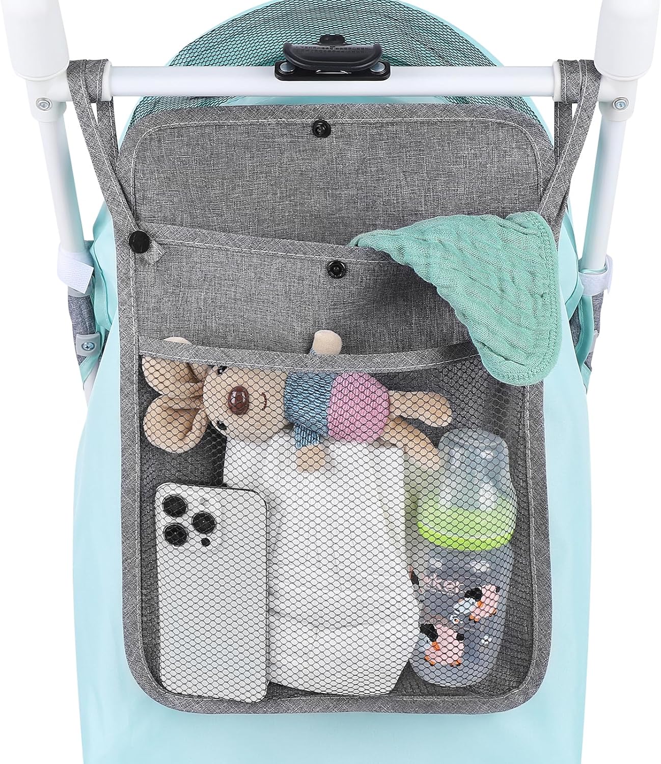 Accmor Universal Stroller Organizer, Mesh Bag Fits for Uppababy, Nuna, Britax, Doona Strollers, Non-Slip Adjustable Stroller Mesh Cargo Net Storage Caddy Accessories