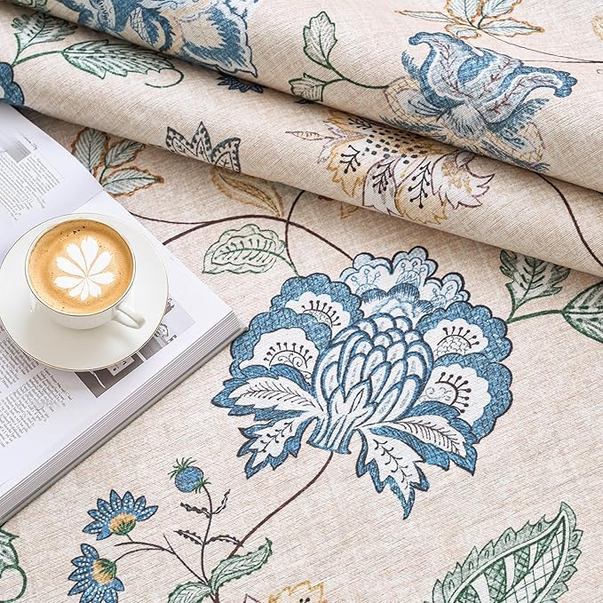 jinchan 3x10 Floral Runner Rug for Hallway Washable Kitchen Runner Vintage Romance Design Non Slip Thin Indoor Floor Cover Low-Profile Throw Carpet for Entryway Bathroom Bedroom Porch, Blue/Beige-BubblyBeeBaby