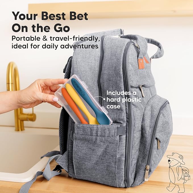 KeaBabies Silicone Baby Spoons, Self Feeding 6-12 months - 3-Pack Baby Weaning Eating Utensils, Toddler First Food Training Spoon, Infant, Kids Feeding Supplies Essential Set,Dishwasher-safe (Valiant)-BubblyBeeBaby