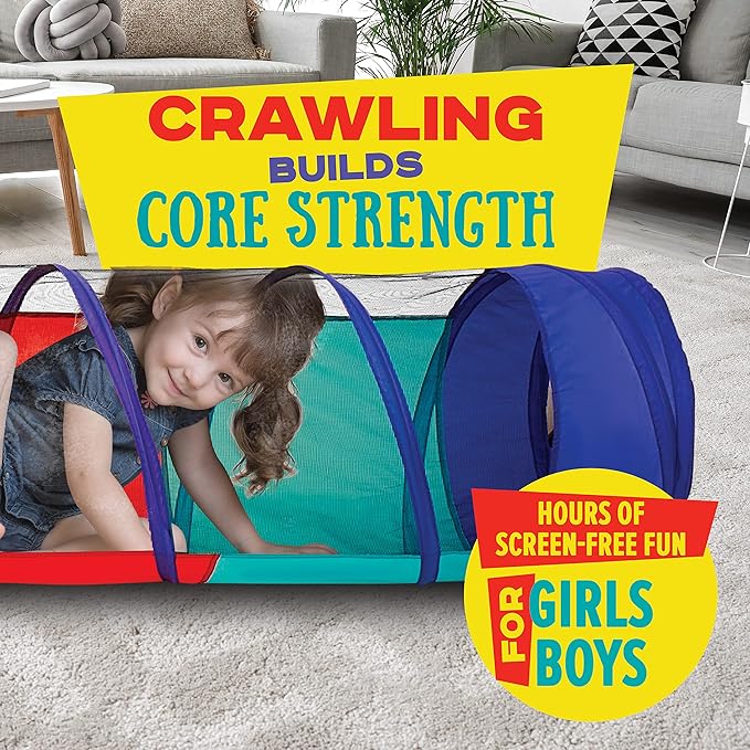 Kiddey Play Tunnel for Kids - Pop Up Tunnel Toys for Toddlers, Kids Multicolored Tunnel for Indoor/Outdoor Fun, Crawl & Play, Obstacle Course Great Gifts for Toddlers - Balls Not Included (2 Pk)-BubblyBeeBaby