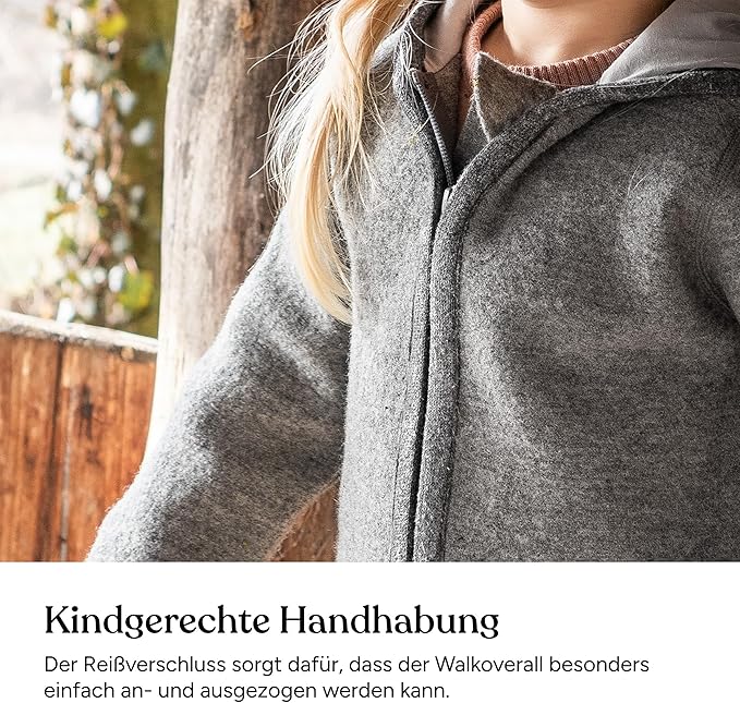 Ehrenkind® WOOLEN JUMPSUIT for Infants and Kids, Warm infant One-Piece made of natural virgin wool with zipper-BubblyBeeBaby