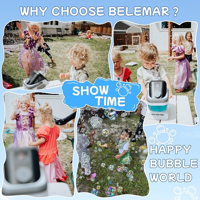 2025 Upgraded Bubble Machine with Remote Control, Automatic Rotation & RGB Lights, 1800mAh Rechargeable Battery, Type-C Charge, Bubble Maker for Kids, Weddings, Birthday Parties, Outdoor Activities-BubblyBeeBaby