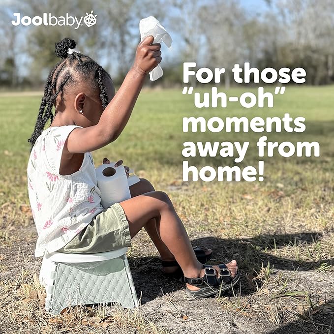 Jool Baby Portable Potty Training Chair with Travel Bag and 30 Liners, Foldable, Indoor/Outdoor Use, Camping (Sage)-BubblyBeeBaby