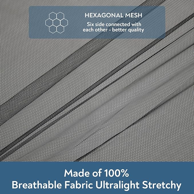 2 Pack Baby Mosquito Net for Stroller, Playard & Bassinet, Reusable Bug Net for Cradles, Carrier, Pack and Plays and Portable Mini Crib, Baby Playpen Mosquito, Black-BubblyBeeBaby